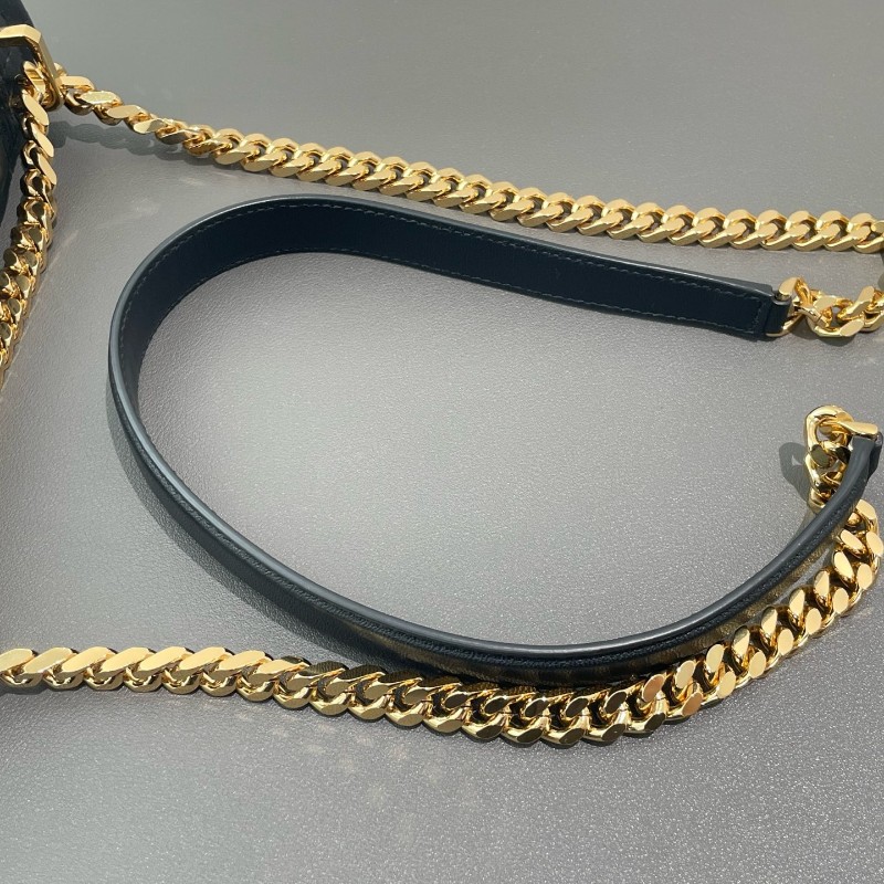 Burberry Lola 蘿拉包 黑金 字母B鏈條肩帶 羊皮 小號 肩背包 斜背包-25