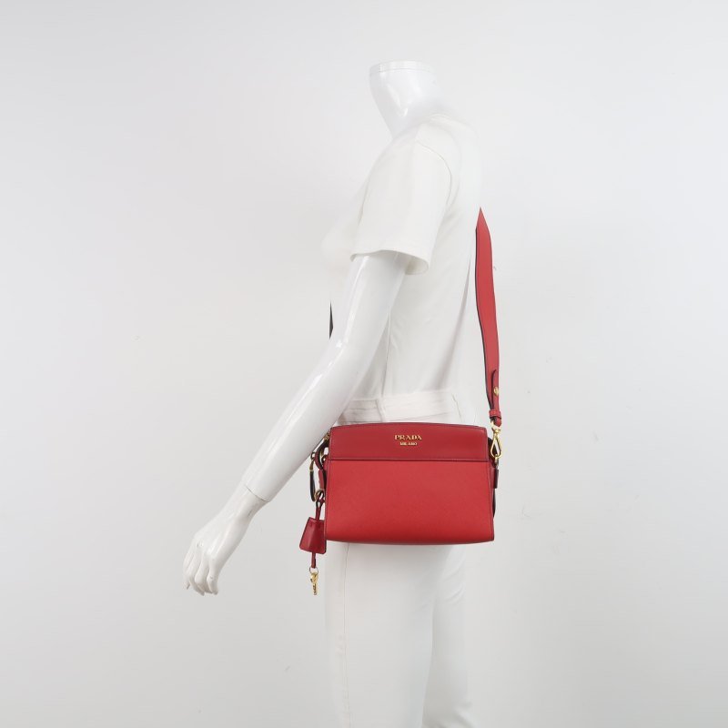 Prada Esplanade 牛皮 拼色 字母 Logo 斜背包 單肩包-1