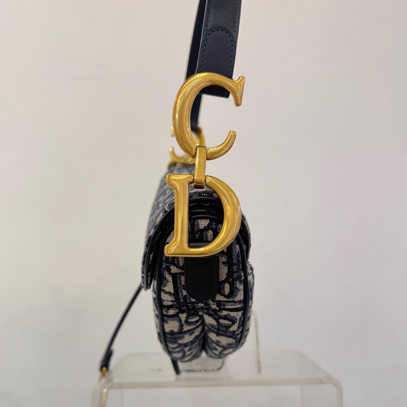 Dior藍緹布saddle 馬鞍-中-1