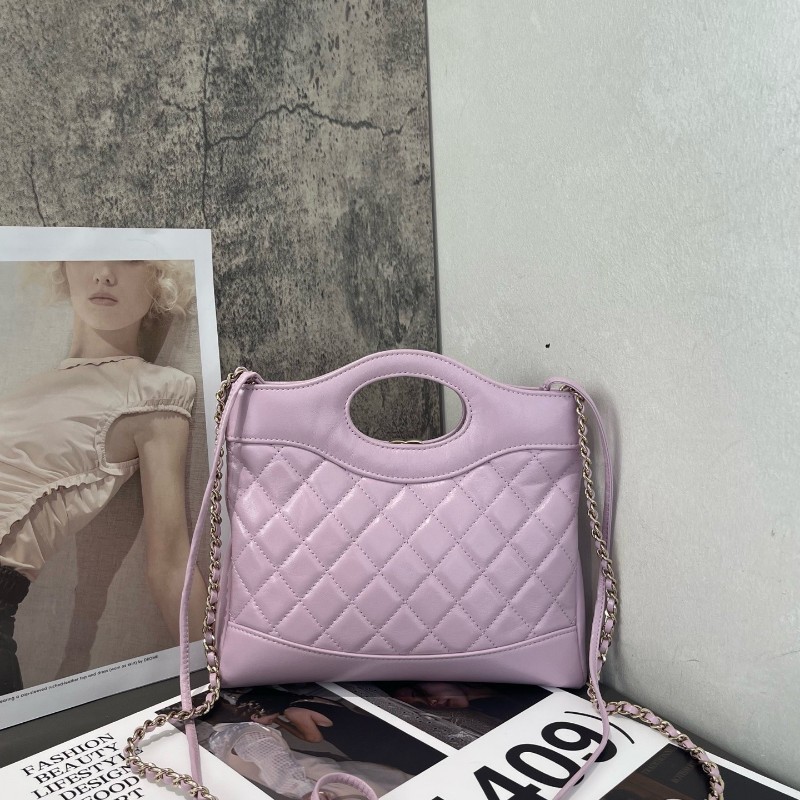 Chanel/香奈兒 24S 香芋紫 牛皮 31bag mini 晶片款 肩背包 手提包-3