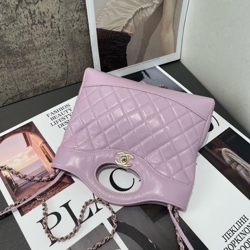 Chanel/香奈兒 24S 香芋紫 牛皮 31bag mini 晶片款 肩背包 手提包-4