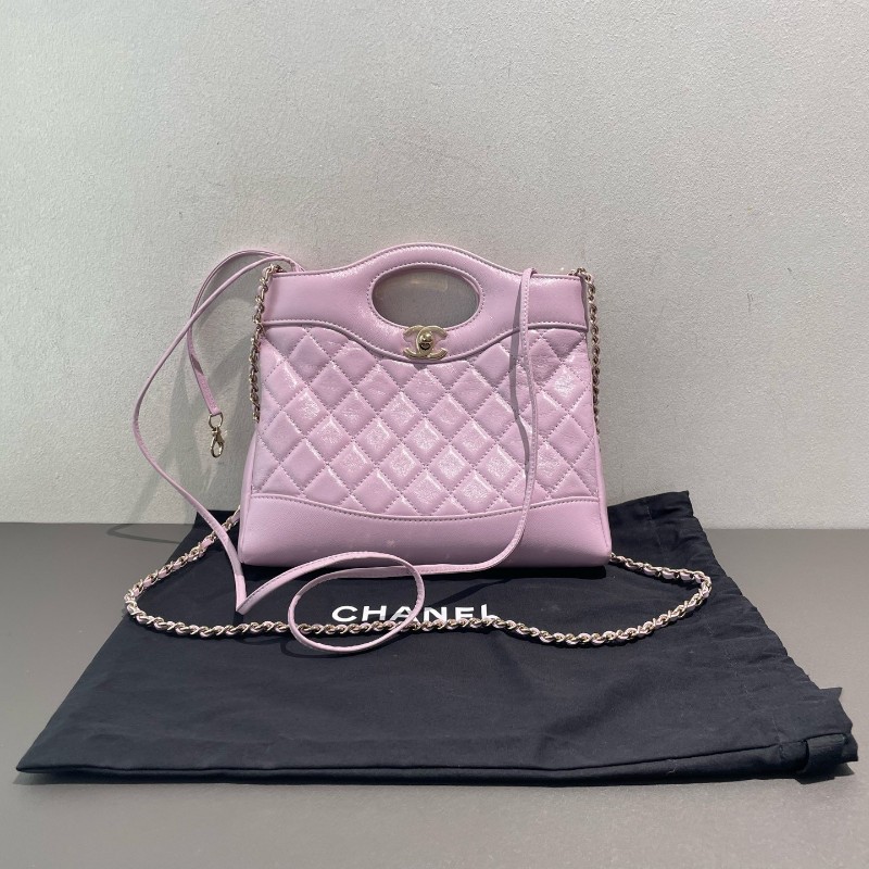 Chanel/香奈兒 24S 香芋紫 牛皮 31bag mini 晶片款 肩背包 手提包-6