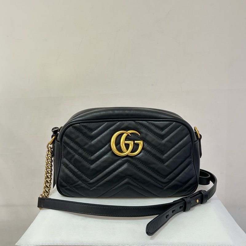 GUCCI 黑牛marmont 相機包-0