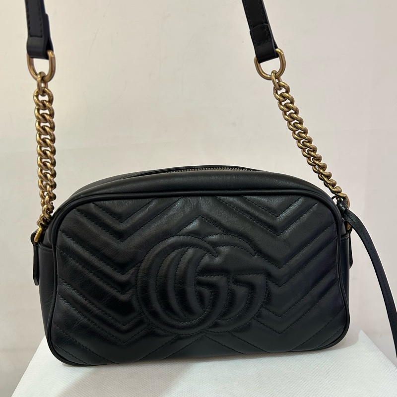 GUCCI 黑牛marmont 相機包-2
