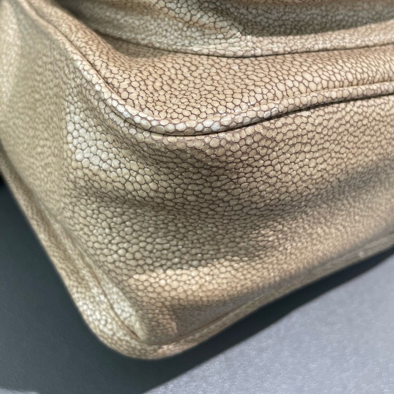 YSL/聖羅蘭 Niki 中號珍珠魚皮 米色金扣 肩背包 斜背包-12