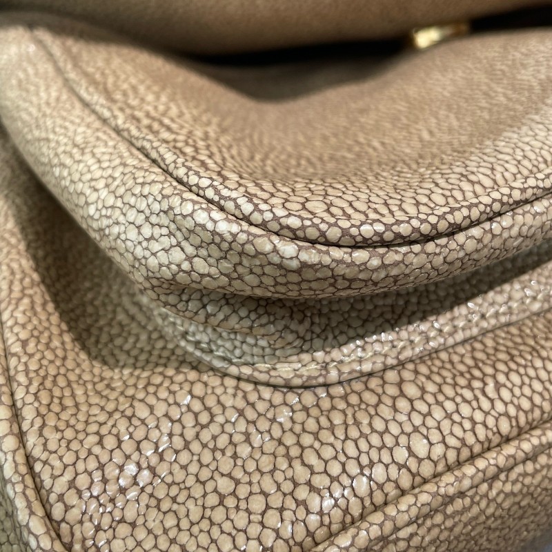 YSL/聖羅蘭 Niki 中號珍珠魚皮 米色金扣 肩背包 斜背包-13