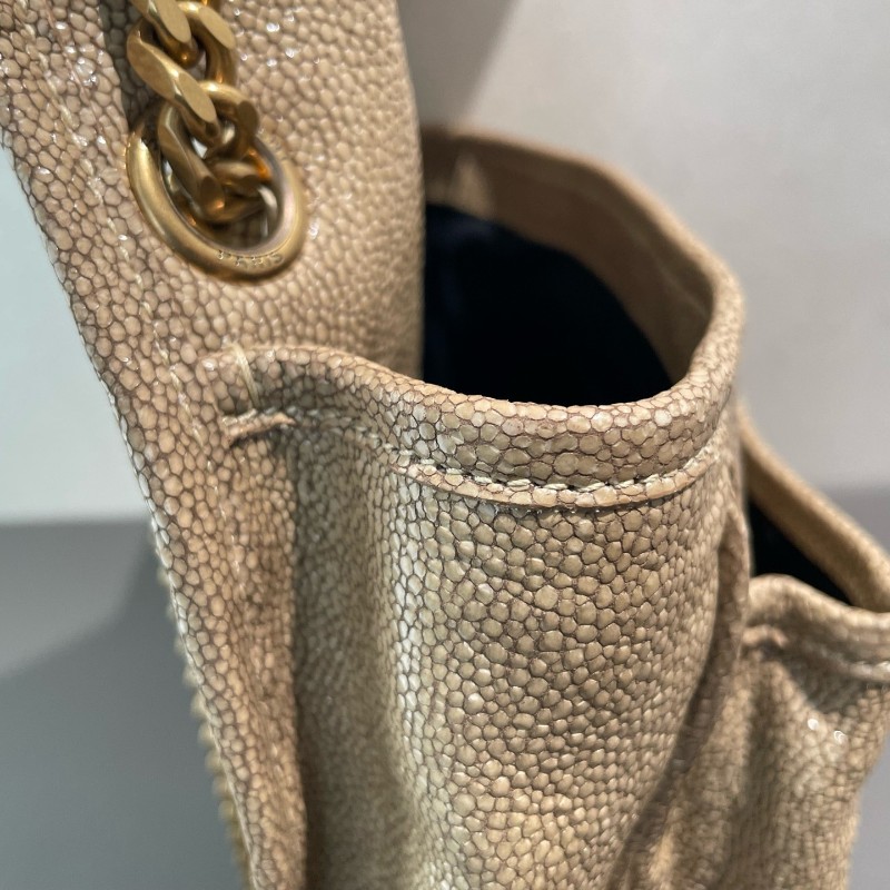 YSL/聖羅蘭 Niki 中號珍珠魚皮 米色金扣 肩背包 斜背包-20