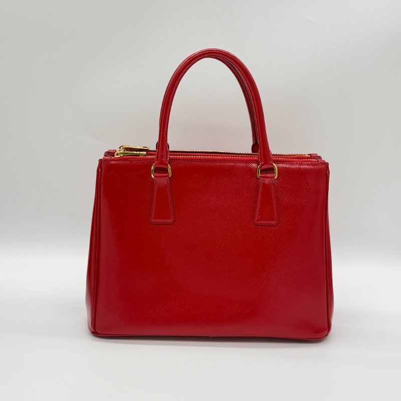 PRADA 普拉達 寶石紅 亮面 Saffiano Lux 牛皮 手提包 斜挎包 BN2732-9