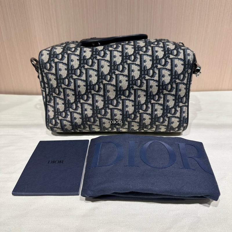 DIOR迪奧Lingot 22馬鞍翻蓋老花刺繡手提單肩斜挎包-9
