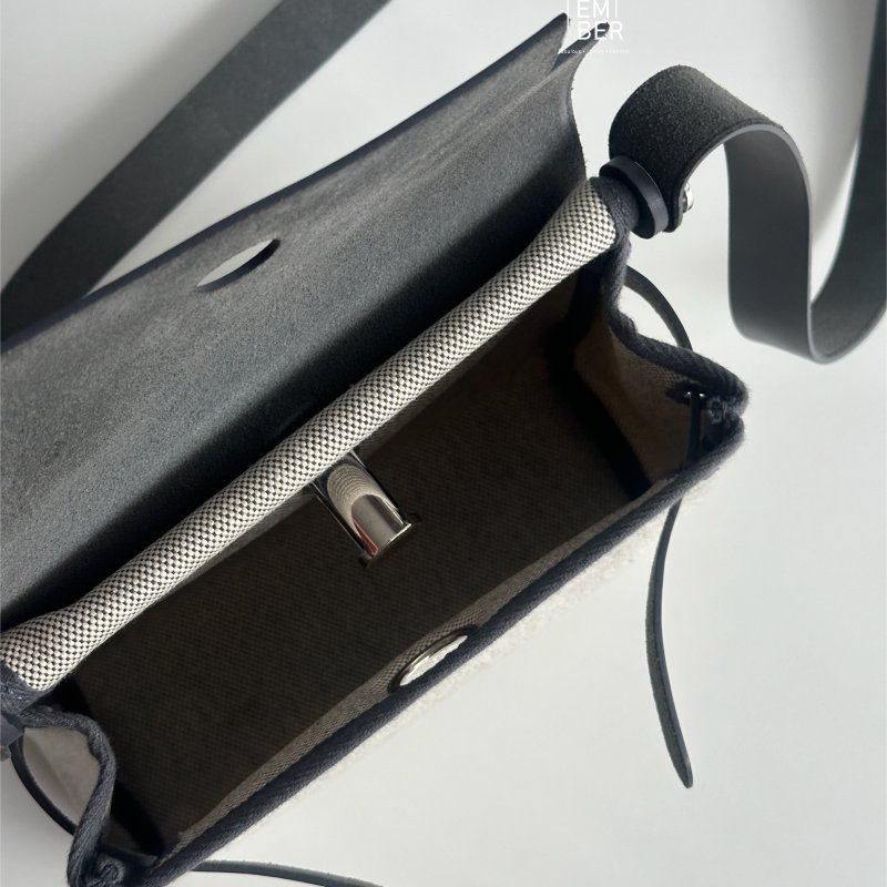 閒置全新💖 全配有購證 Hermès 愛馬仕 Mini Herbag 石板灰銀釦 斜背包-3