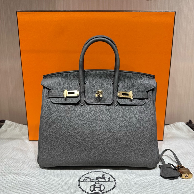 Hermes愛馬仕birkin25錫器灰金扣-9