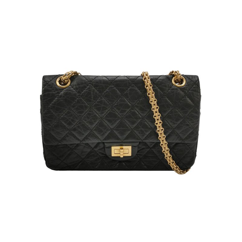 Chanel 2.55 Flag Bag 經典款 中號 油蠟皮 菱格 絎縫 長方形旋扣 單肩包-0