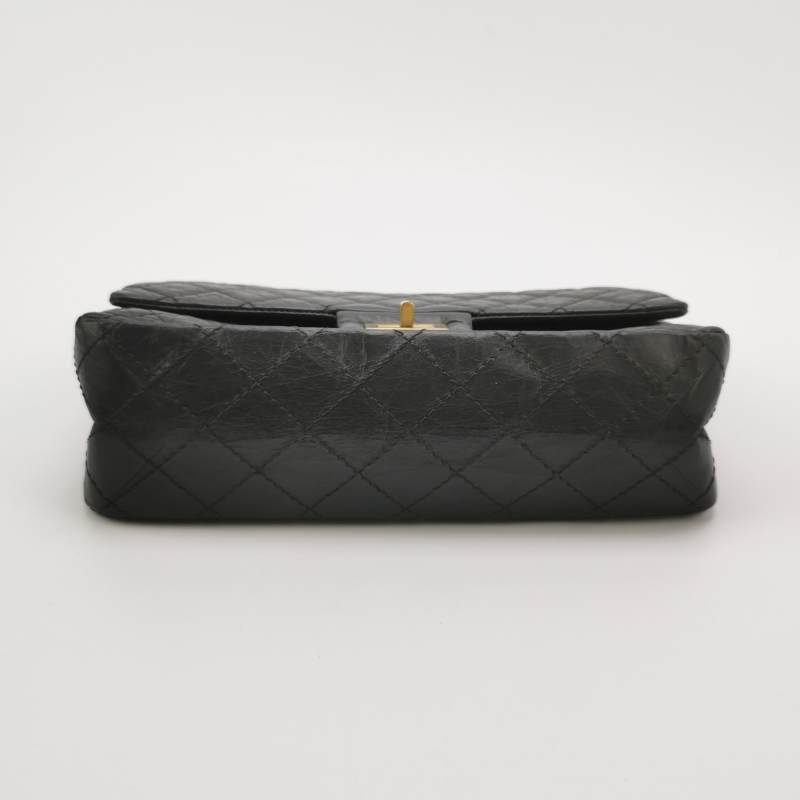 Chanel 2.55 Flag Bag 經典款 中號 油蠟皮 菱格 絎縫 長方形旋扣 單肩包-5