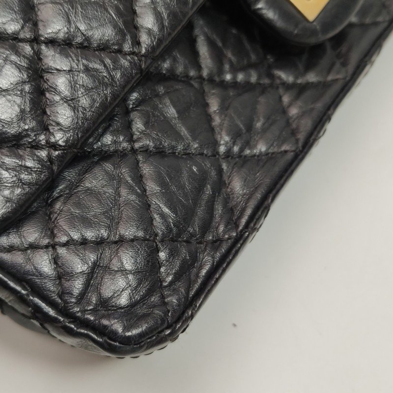 Chanel 2.55 Flag Bag 經典款 中號 油蠟皮 菱格 絎縫 長方形旋扣 單肩包-10