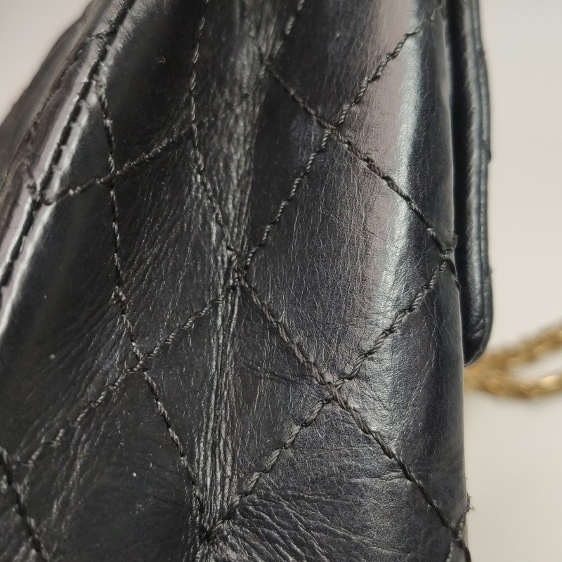 Chanel 2.55 Flag Bag 經典款 中號 油蠟皮 菱格 絎縫 長方形旋扣 單肩包-16