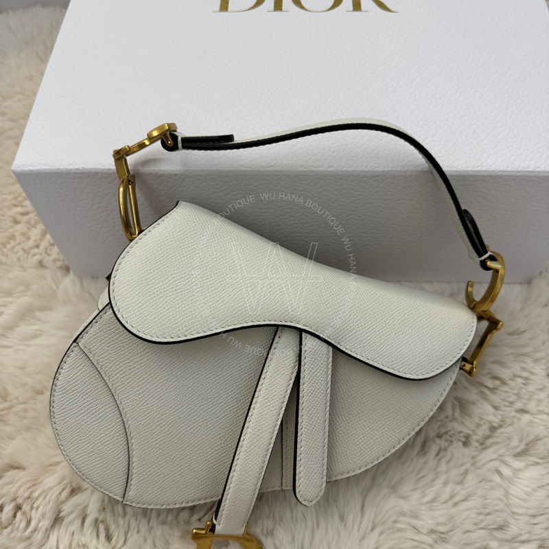 無花果週年慶折扣🖤Dior 迷你馬鞍包/Dior馬鞍包/Dior白色馬鞍包/Dior奶油白馬鞍包/Dior肩背包🖤-0