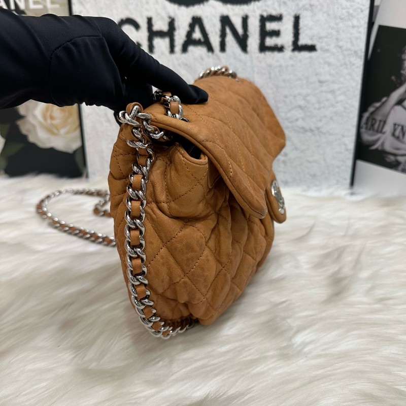 CHANEL 橘黃色滾邊南瓜包 肩背包斜背包 14開-2