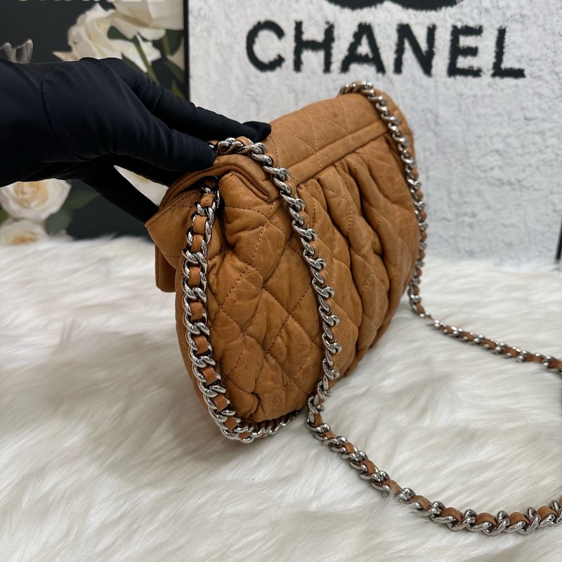 CHANEL 橘黃色滾邊南瓜包 肩背包斜背包 14開-3