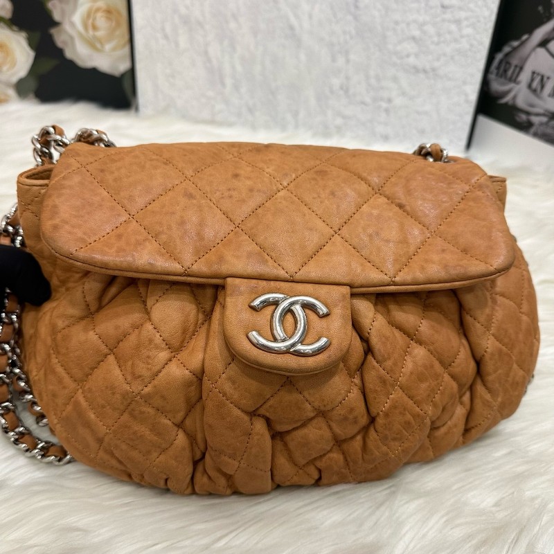 CHANEL 橘黃色滾邊南瓜包 肩背包斜背包 14開-6