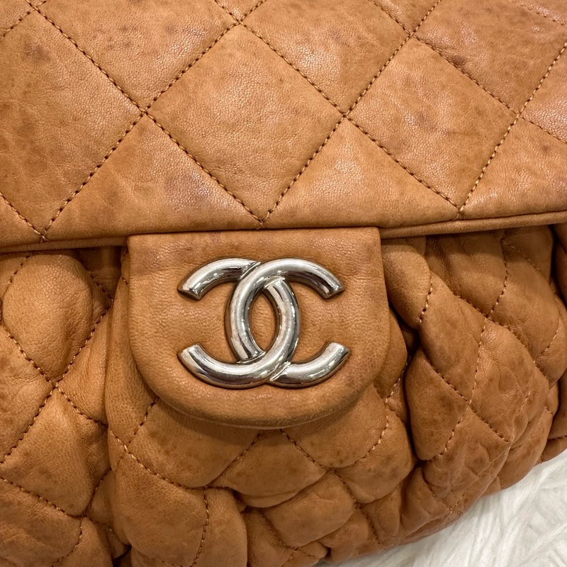 CHANEL 橘黃色滾邊南瓜包 肩背包斜背包 14開-10