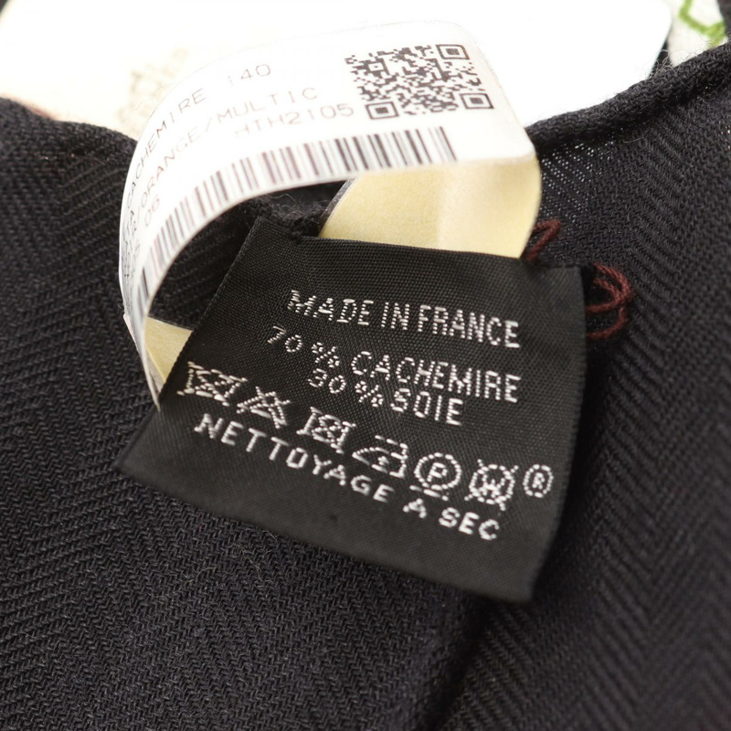 HERMES Carre140 BINGATA 圍巾 絲綢 羊絨 黑色 紅色 多色 二手 女士-2