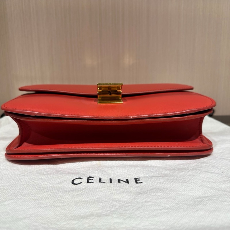 CELINE賽琳Classic Box純色通勤金扣拋光牛皮手袋豆腐包方塊包-4