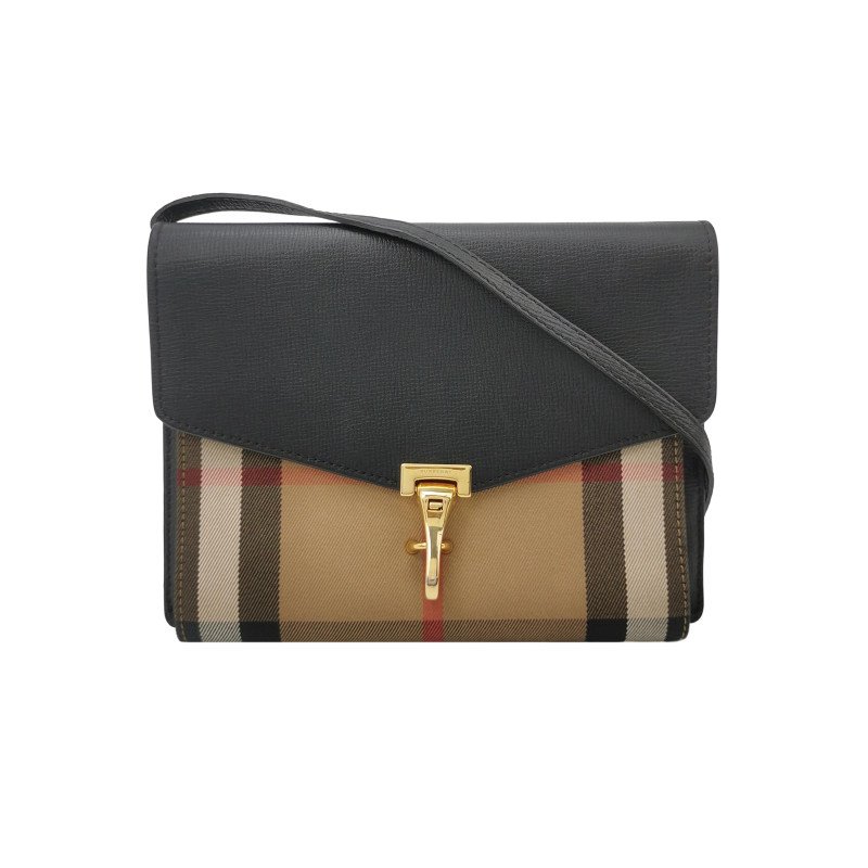 Burberry Macken 牛皮 帆布 拼色 格紋 金屬扣 斜背包 單肩包-0