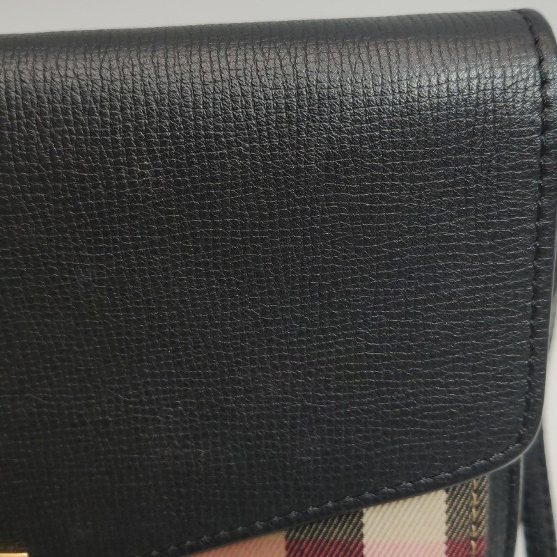 Burberry Macken 牛皮 帆布 拼色 格紋 金屬扣 斜背包 單肩包-13