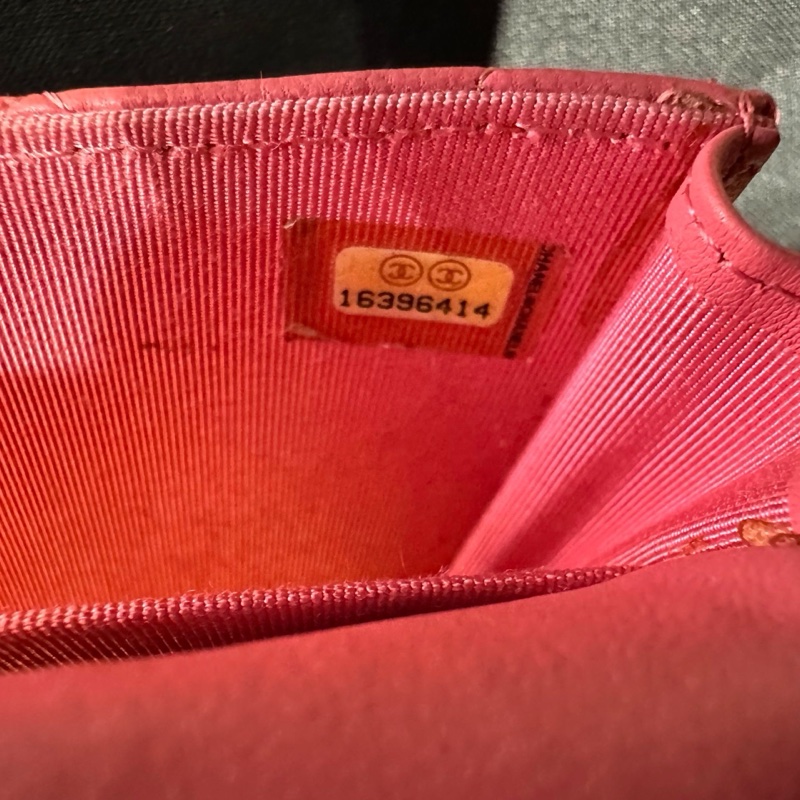 Chanel香奈兒經典款cf系列三折長款錢包粉色銀扣-8