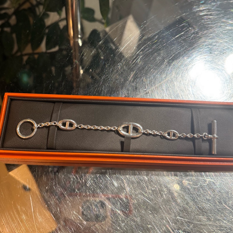 Hermes豬鼻子925銀手鏈-0