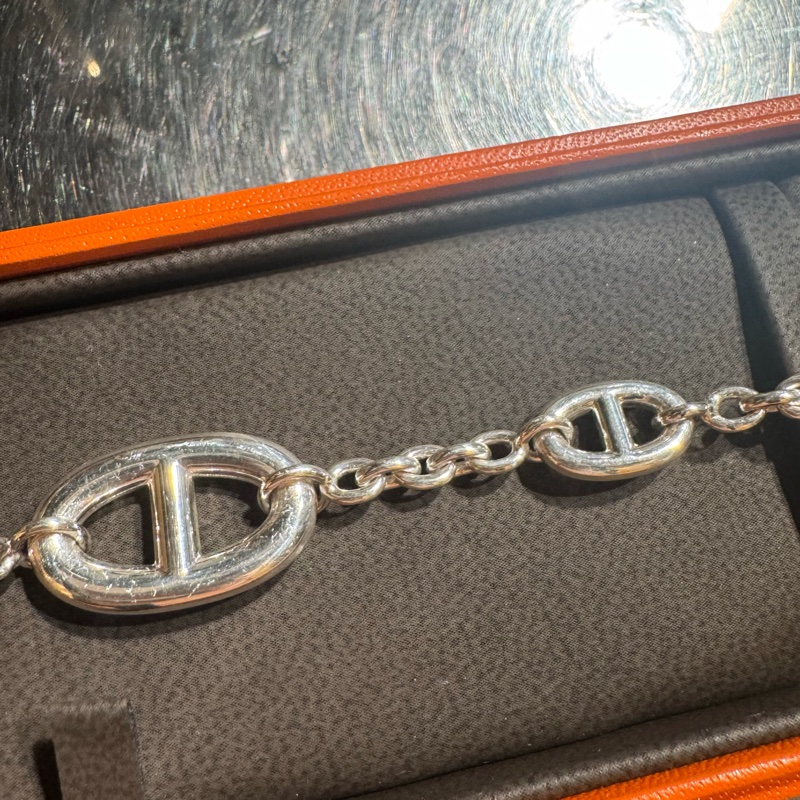 Hermes豬鼻子925銀手鏈-14