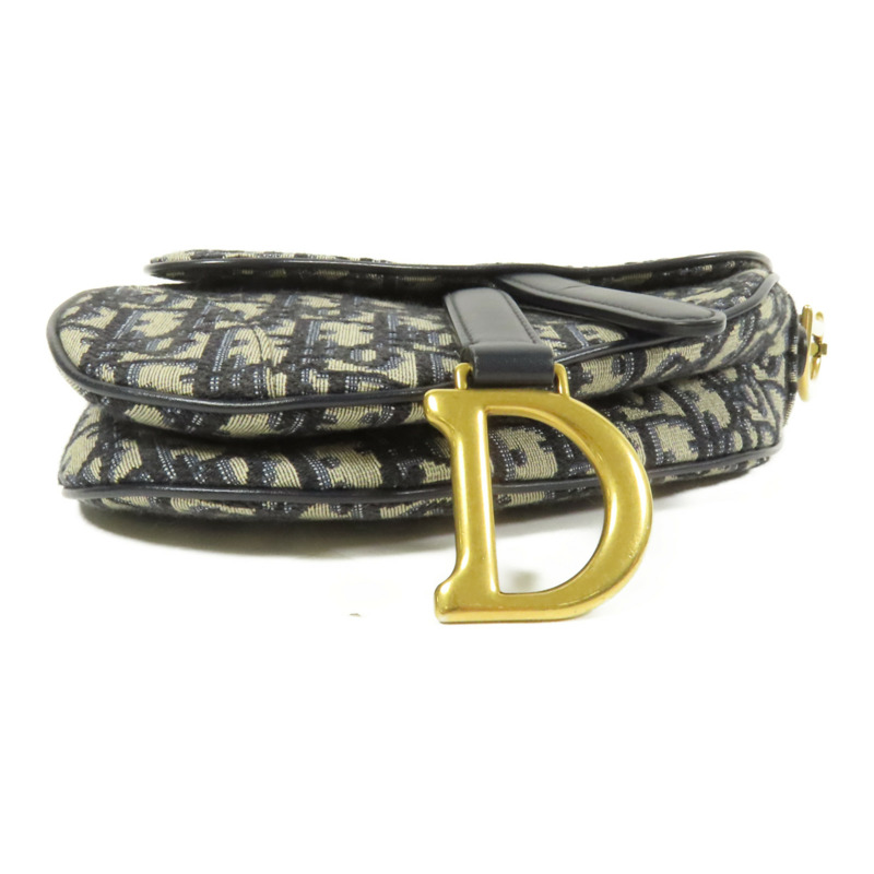 Dior 帆布Mini Saddle金扣手挽袋-3