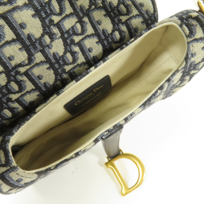 Dior 帆布Mini Saddle金扣手挽袋-4