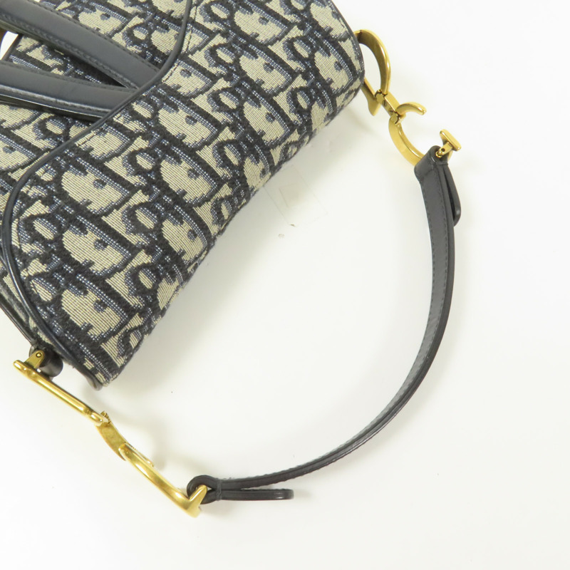 Dior 帆布Mini Saddle金扣手挽袋-6