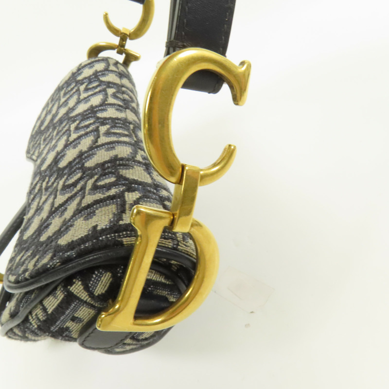 Dior 帆布Mini Saddle金扣手挽袋-8