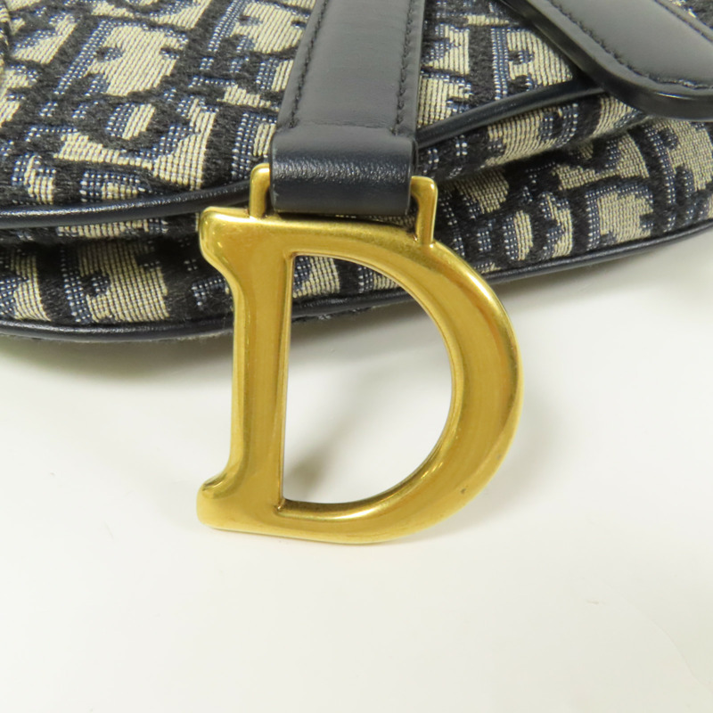 Dior 帆布Mini Saddle金扣手挽袋-9