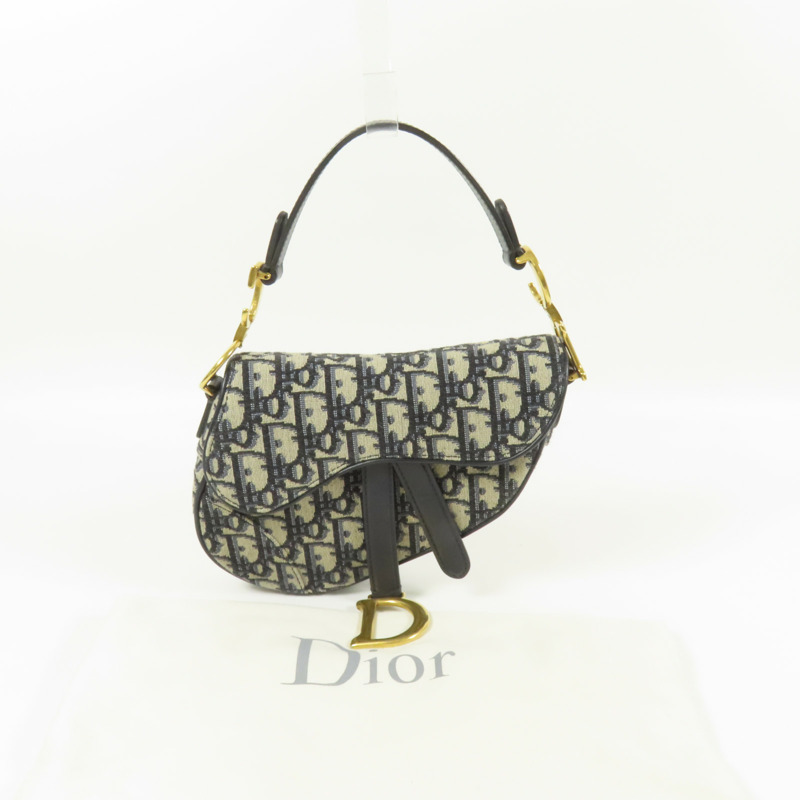 Dior 帆布Mini Saddle金扣手挽袋-10