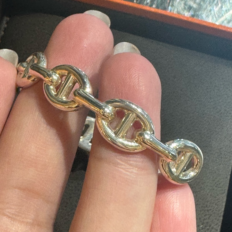 Hermes豬鼻子925銀手環-11