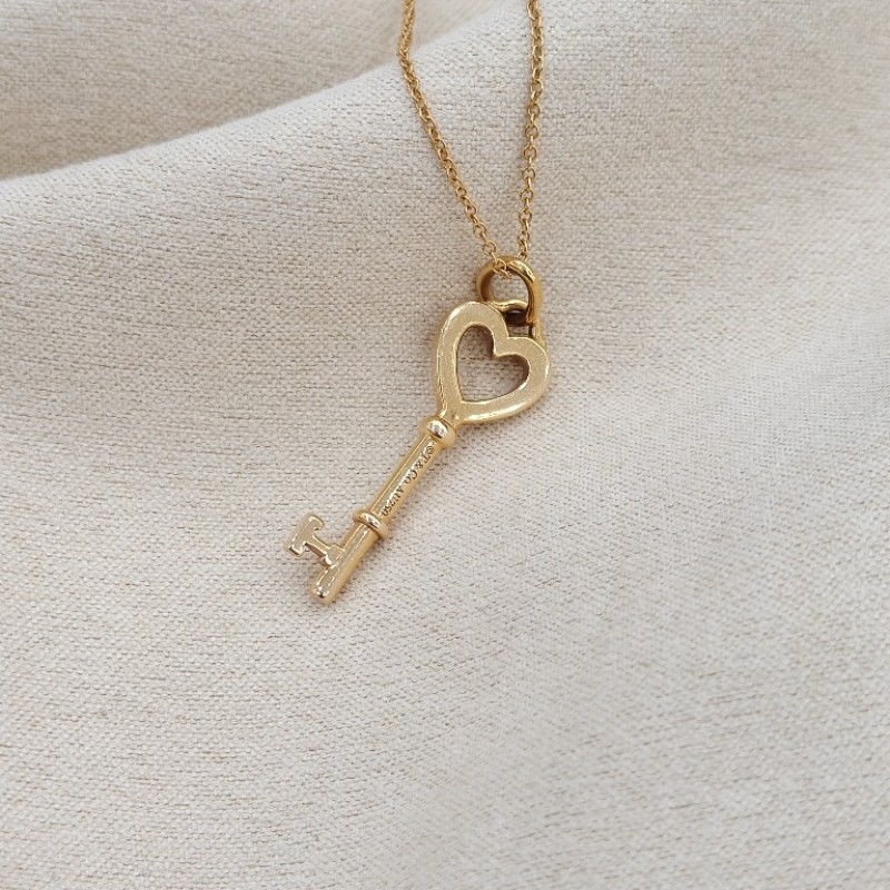 Tiffany/蒂芙尼 keys系列18k玫瑰金小號愛心鑰匙項鍊-1