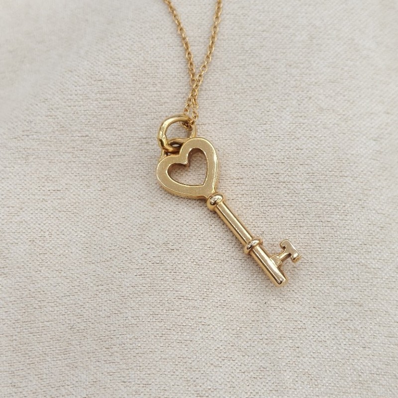 Tiffany/蒂芙尼 keys系列18k玫瑰金小號愛心鑰匙項鍊-2