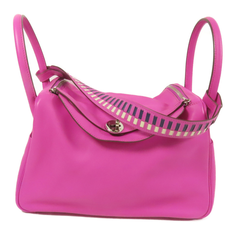 HERMES Swift/Epsom皮革Lindy 30銀扣手挽肩背兩用袋Magnolia-0