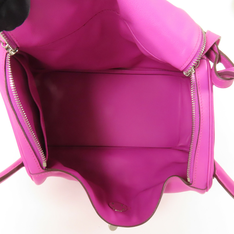 HERMES Swift/Epsom皮革Lindy 30銀扣手挽肩背兩用袋Magnolia-4