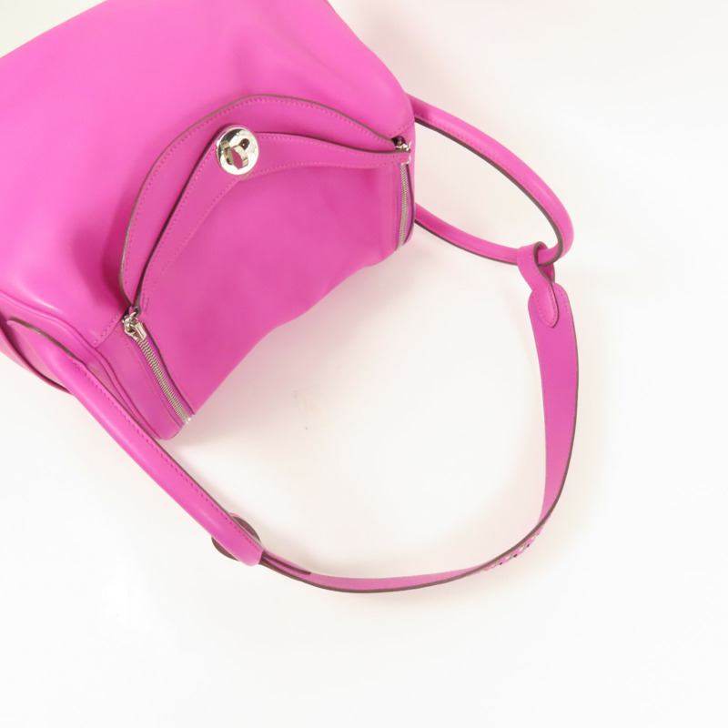 HERMES Swift/Epsom皮革Lindy 30銀扣手挽肩背兩用袋Magnolia-7