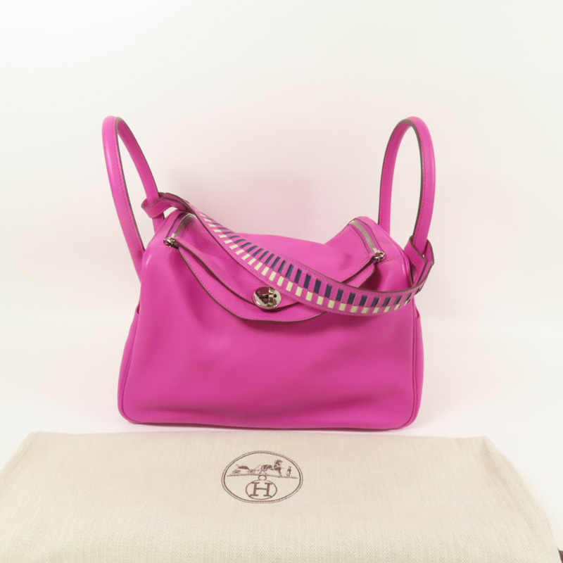 HERMES Swift/Epsom皮革Lindy 30銀扣手挽肩背兩用袋Magnolia-8