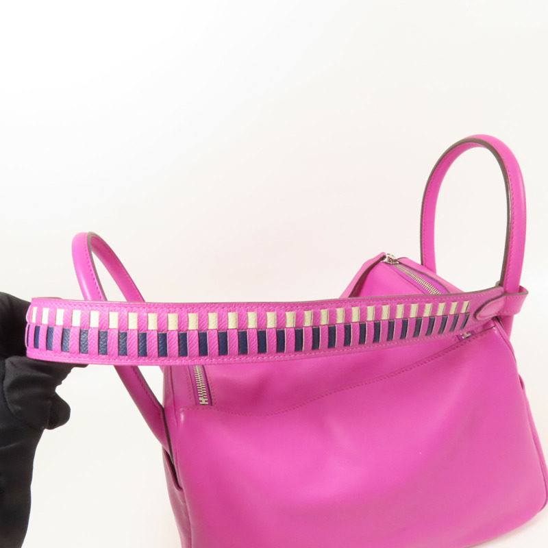 HERMES Swift/Epsom皮革Lindy 30銀扣手挽肩背兩用袋Magnolia-9