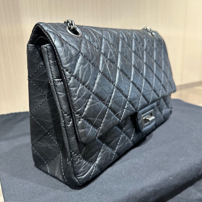 Chanel香奈兒 CF黑色菱格紋鏈條包單肩包-1