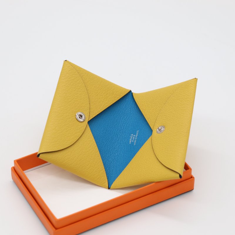 【CP 精选🌟招財包】HEMRES 愛馬仕 Chevre Mysore 小羊皮 Calvi 雙拼色 陽光黃 佛里達藍 B 刻-1