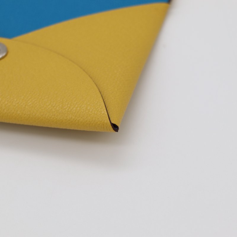 【CP 精选🌟招財包】HEMRES 愛馬仕 Chevre Mysore 小羊皮 Calvi 雙拼色 陽光黃 佛里達藍 B 刻-8