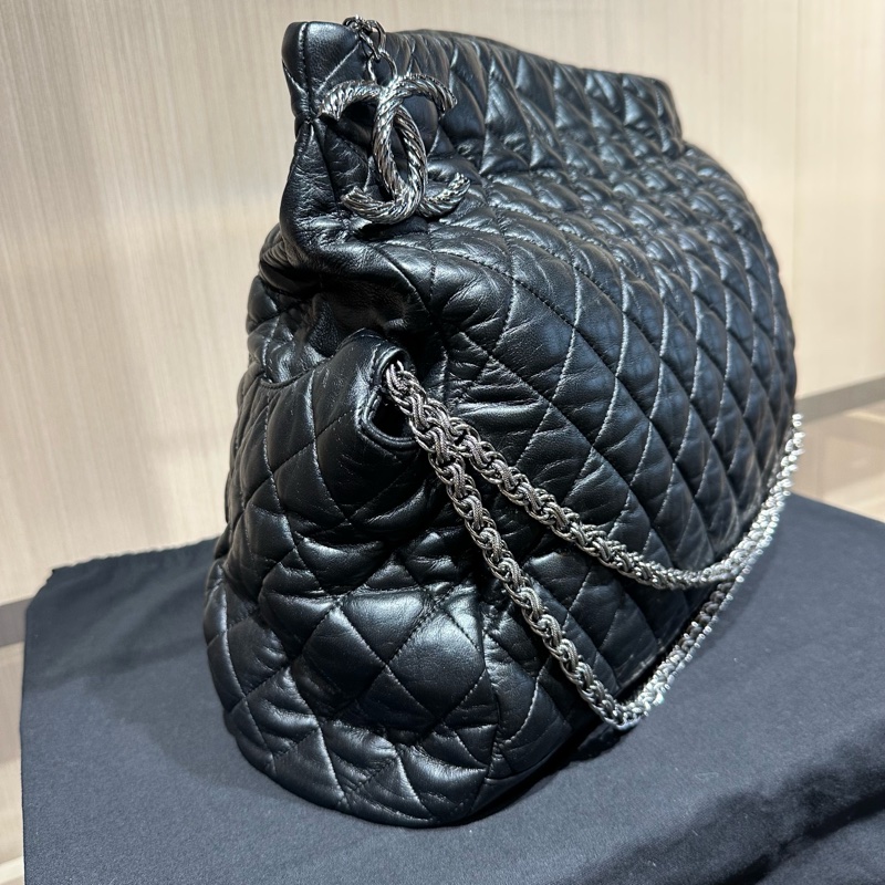 Chanel香奈兒黑色菱格紋鏈條包-14