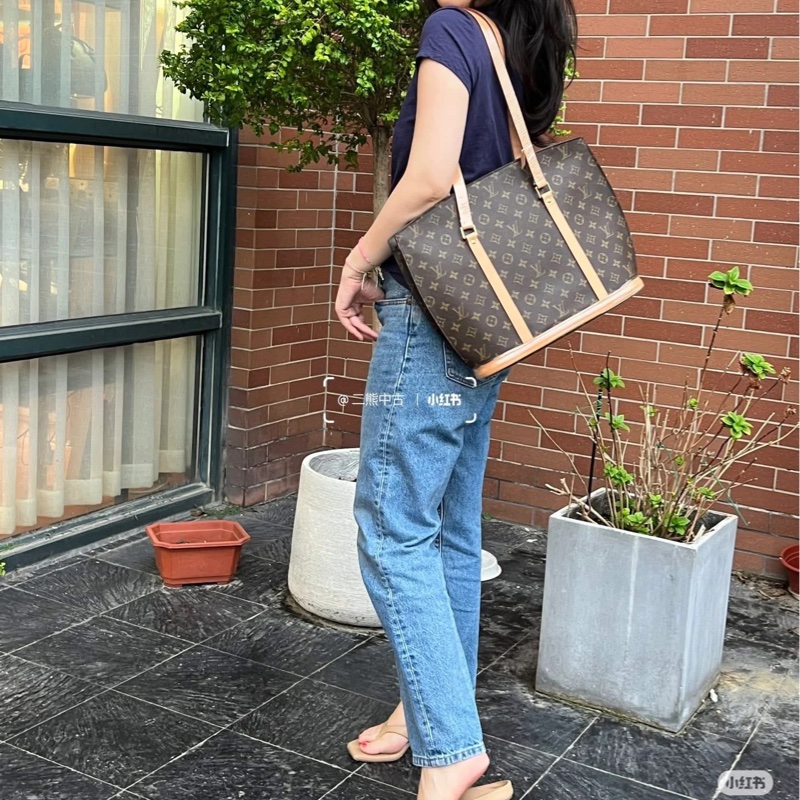 ✨售 二手真品 LV M51102經典老花Monogram Babylone 手提包 扇貝包 肩背包 購物包-5